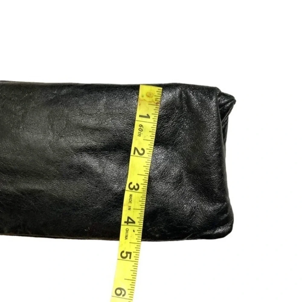 Jill Stuart black leather foldover clutch bag